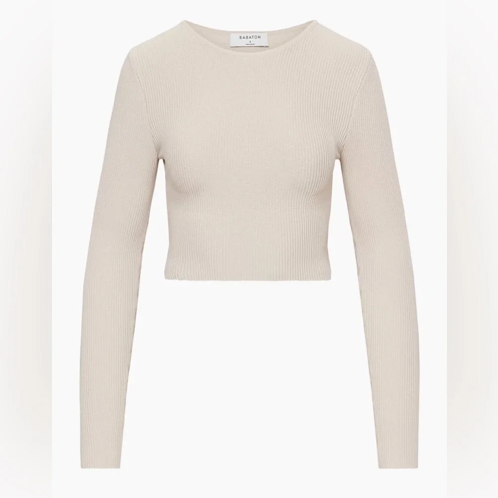 Aritzia Babaton Sculpt Knit Forefront Long Sleeve in Matte Pearl - Picture 3 of 12